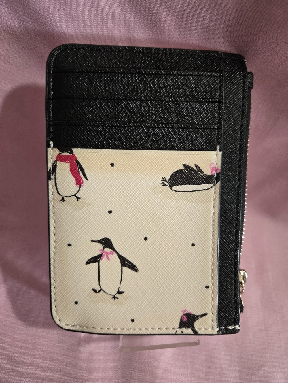 kate spade White Penguin Print Card Pouch/Wallet EUC - Picture 3 of 7